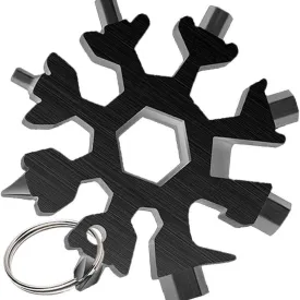 18-in-1 Multi-tool Snowflake | Bottle Opener | Stainless Keychain | Wrench Screwdriver | Black
