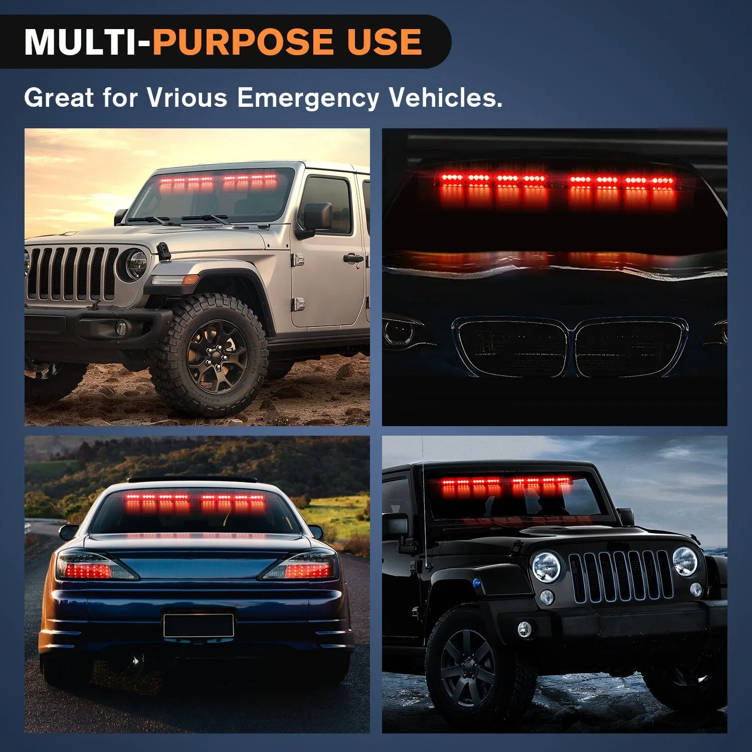 32LED Red Emergency Dash Strobe Lights with Controller Suction Cups