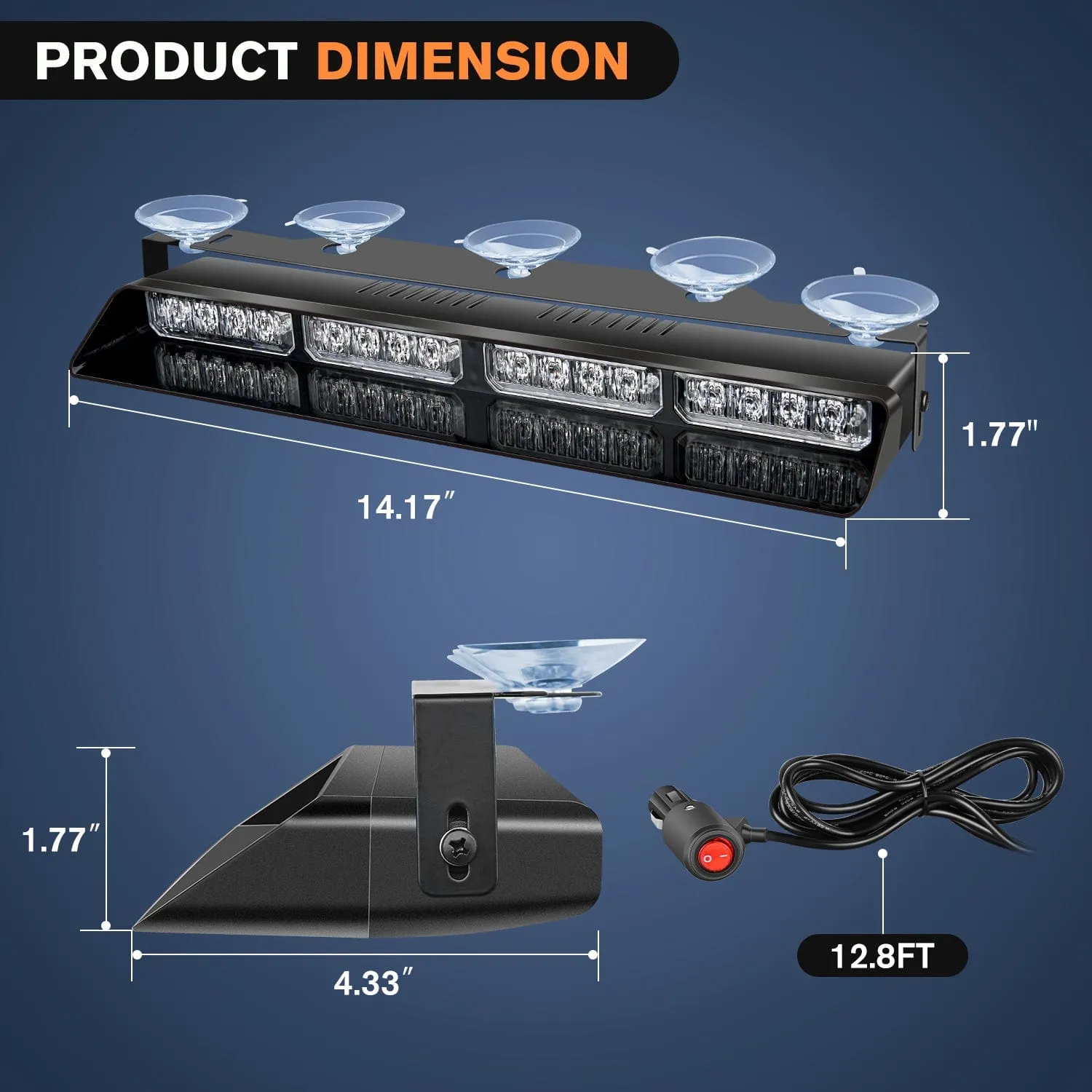 32LED Red Emergency Dash Strobe Lights with Controller Suction Cups