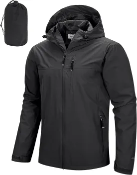 33,000ft Men's Packable Rain Jacket Lightweight Rain Shell Jacket with Hood Waterproof Raincoat for Cycling