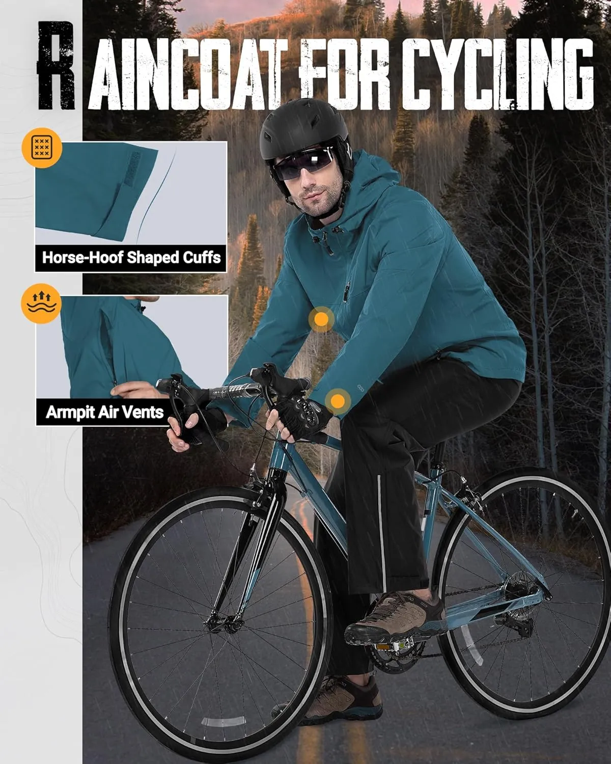 33,000ft Men's Packable Rain Jacket Lightweight Rain Shell Jacket with Hood Waterproof Raincoat for Cycling