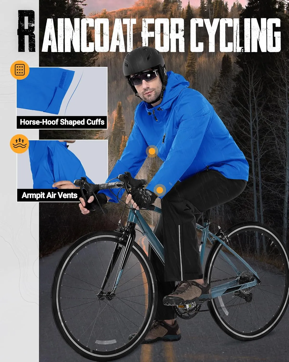 33,000ft Men's Packable Rain Jacket Lightweight Rain Shell Jacket with Hood Waterproof Raincoat for Cycling