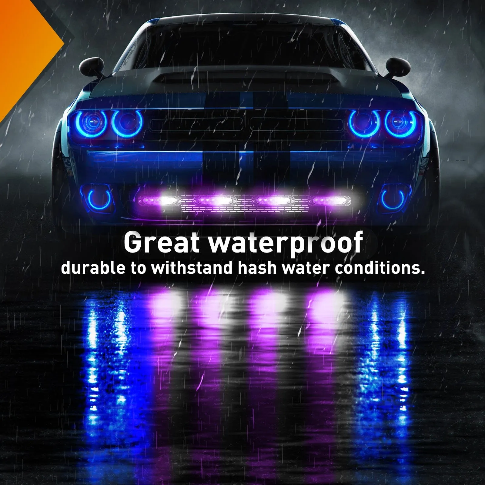4PCS 6 LED Purple and White Emergency Warning Strobe Lights
