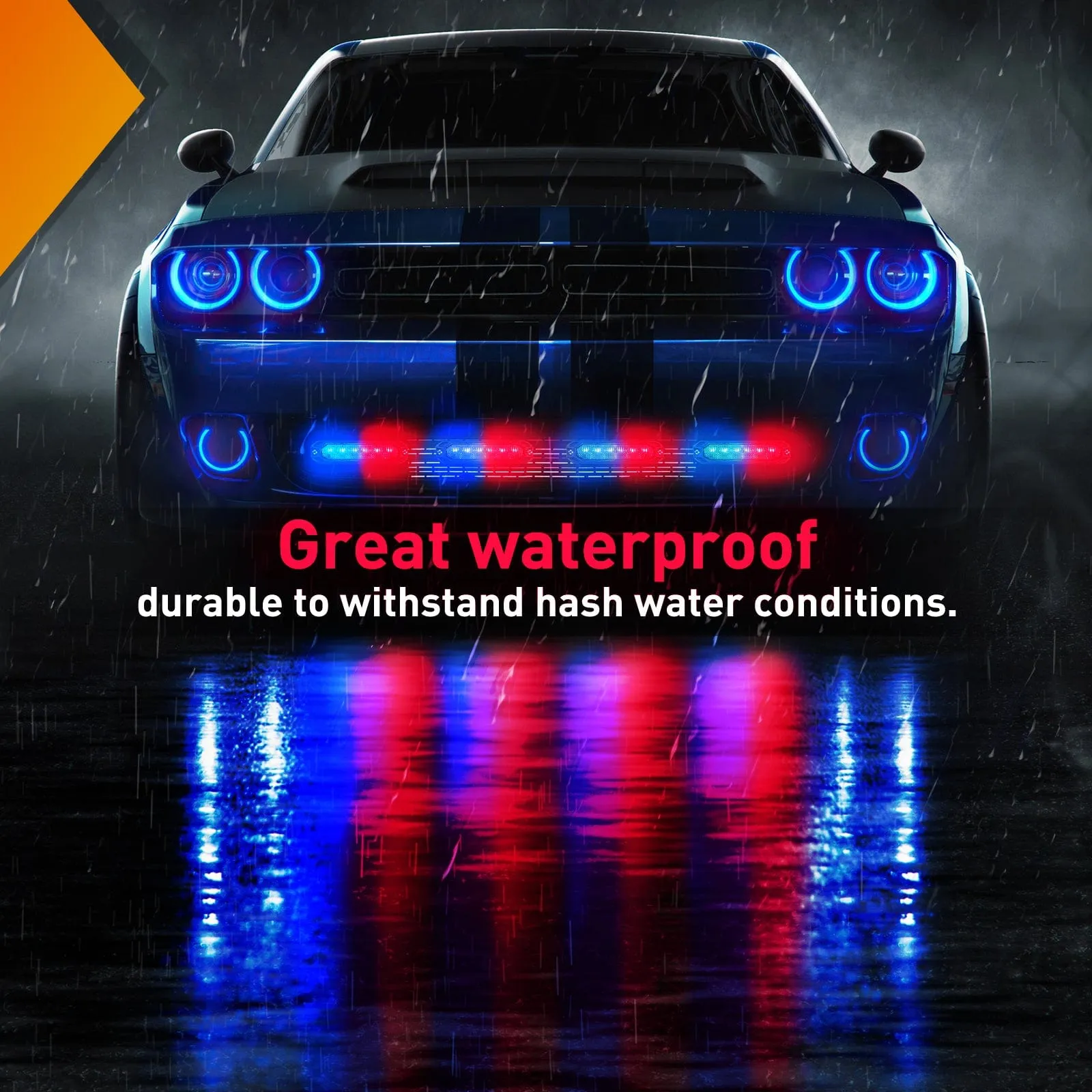 4PCS 6 LED Red and Blue Emergency Warning Strobe Lights
