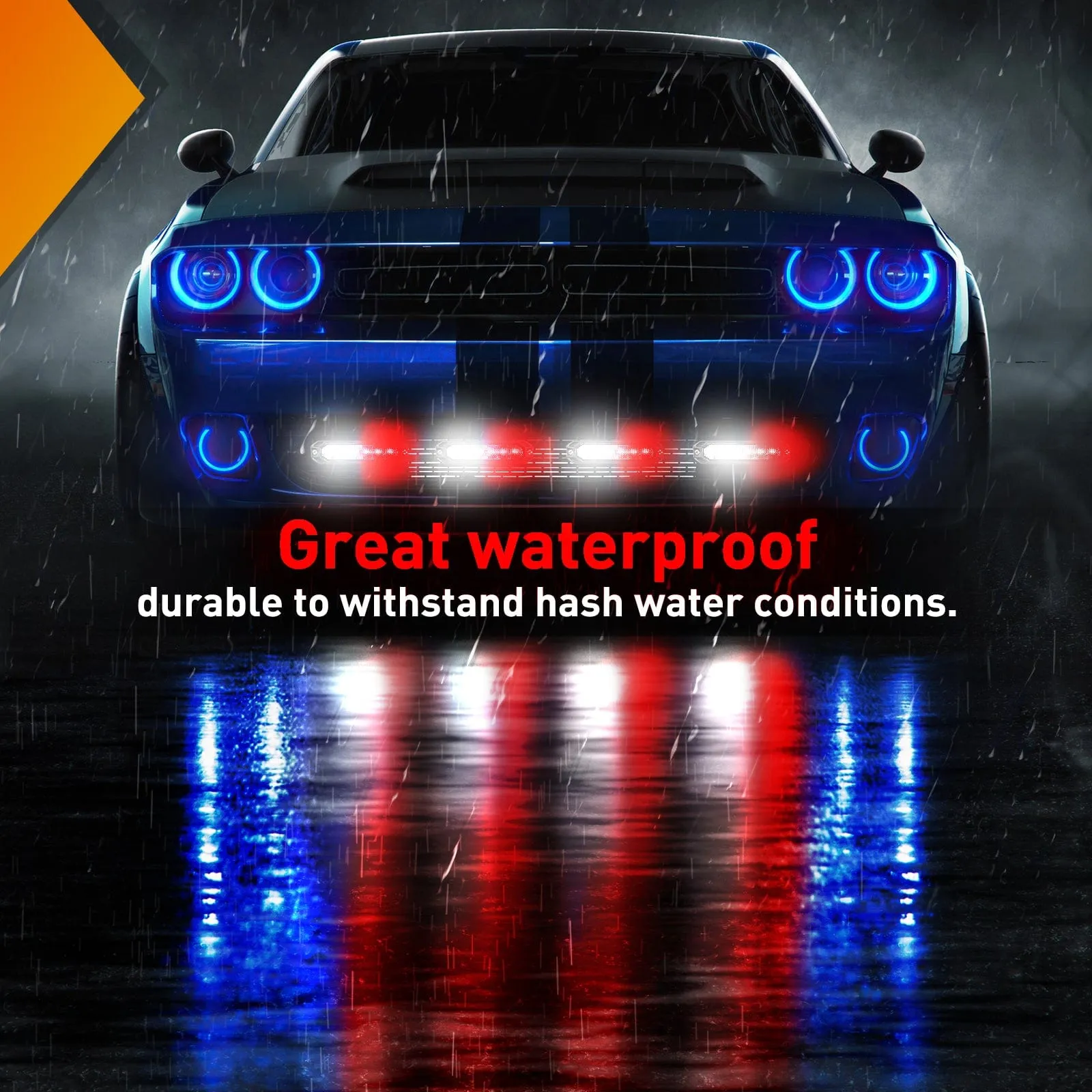 4PCS 6 LED Red and White Emergency Warning Strobe Lights
