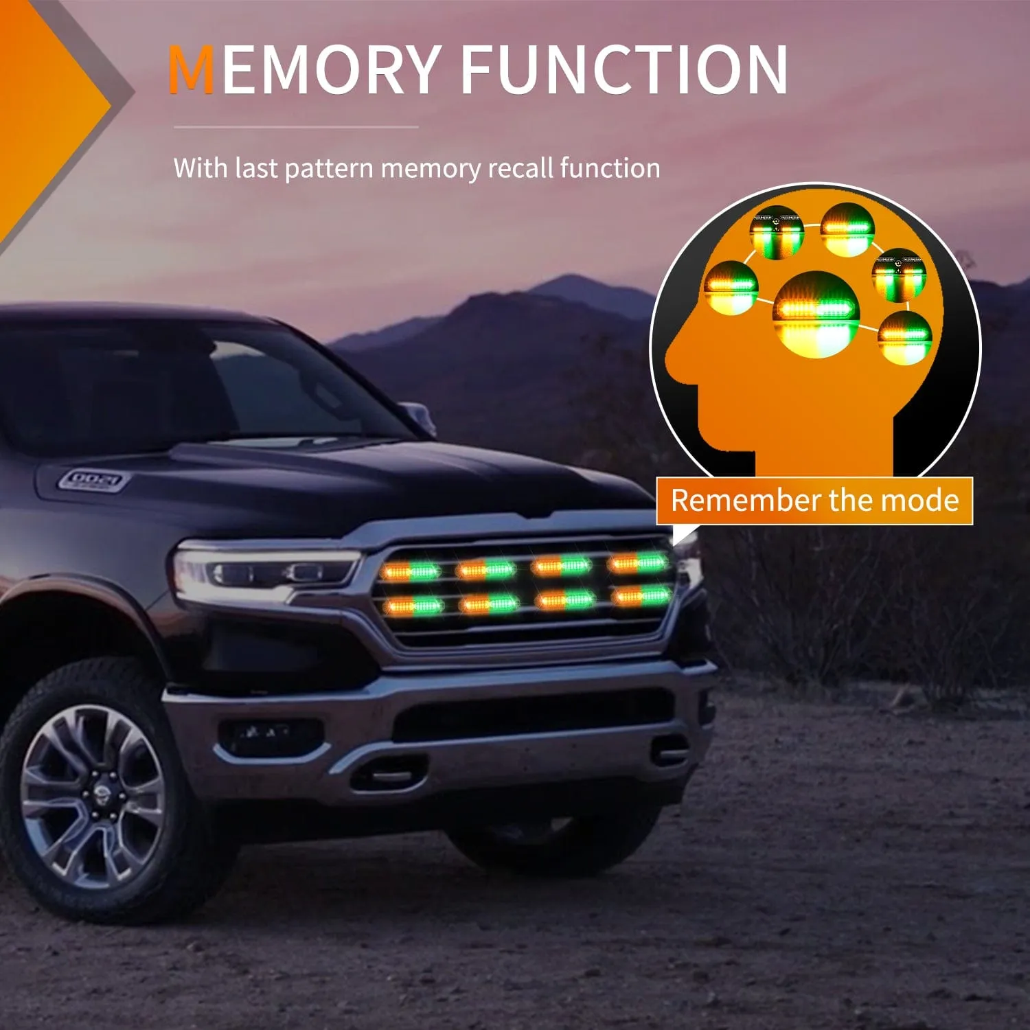 8PCS 12LED Amber Green Emergency Strobe Lights