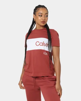 Calvin Klein Women's Colour Blocking T-Shirt Terracotta Tile