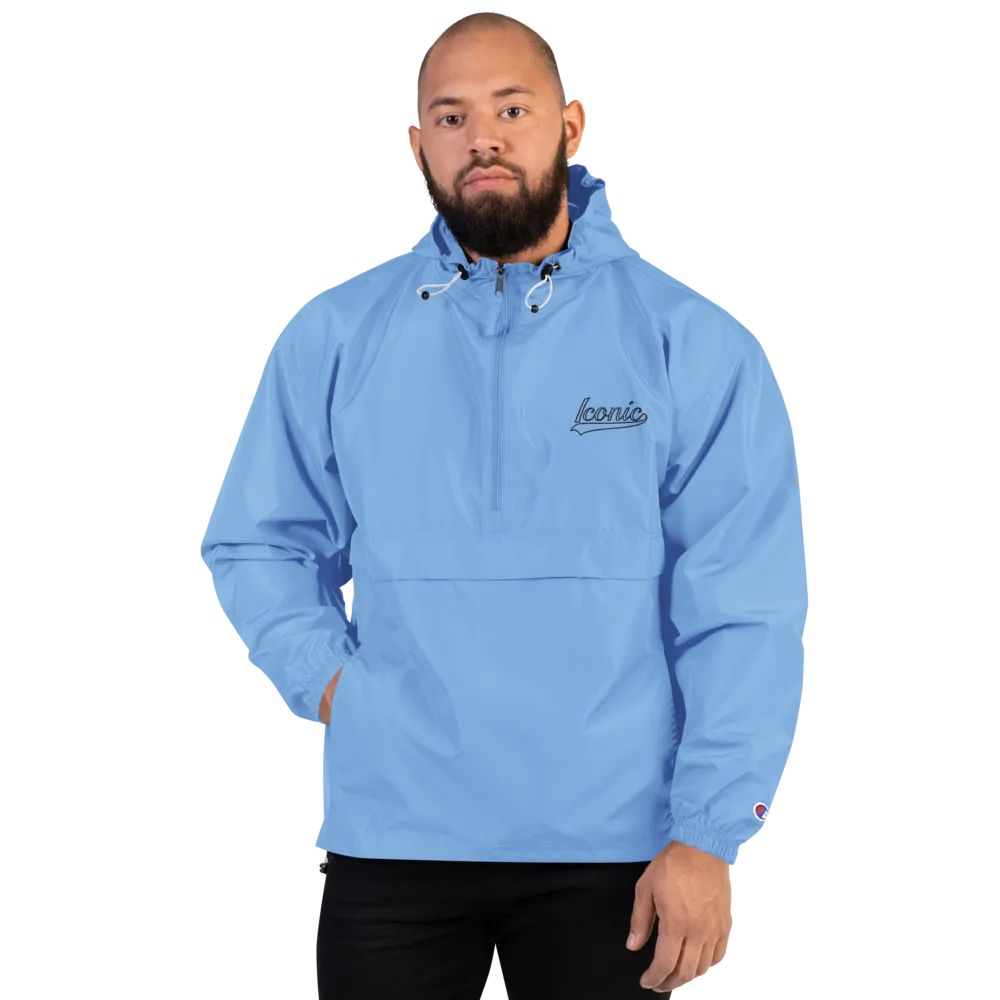 CHAMPION   ROYAL ICONIC. | Retro Embroidered Logo Unisex Hooded Packable Windbreaker Lite Coaches Jacket Blue Vintage Classic