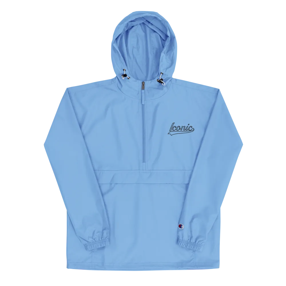 CHAMPION   ROYAL ICONIC. | Retro Embroidered Logo Unisex Hooded Packable Windbreaker Lite Coaches Jacket Blue Vintage Classic