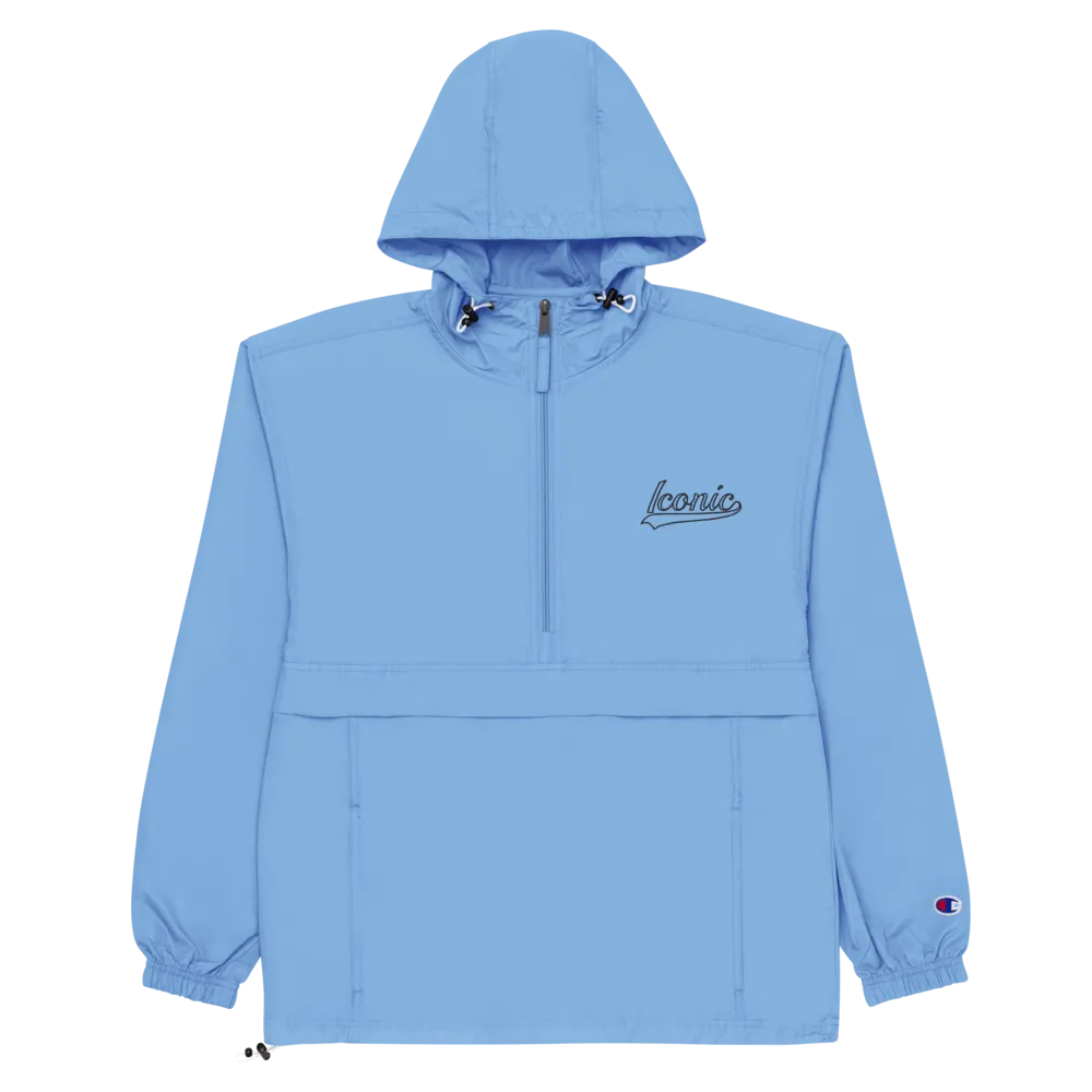 CHAMPION   ROYAL ICONIC. | Retro Embroidered Logo Unisex Hooded Packable Windbreaker Lite Coaches Jacket Blue Vintage Classic