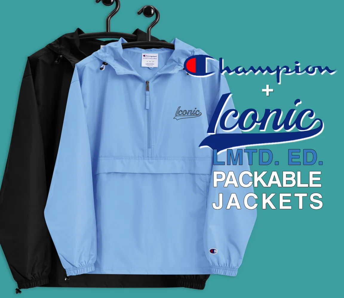 CHAMPION   ROYAL ICONIC. | Retro Embroidered Logo Unisex Hooded Packable Windbreaker Lite Coaches Jacket Blue Vintage Classic