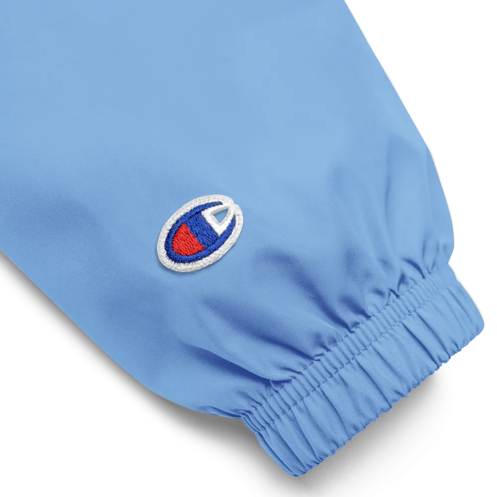 CHAMPION   ROYAL ICONIC. | Retro Embroidered Logo Unisex Hooded Packable Windbreaker Lite Coaches Jacket Blue Vintage Classic
