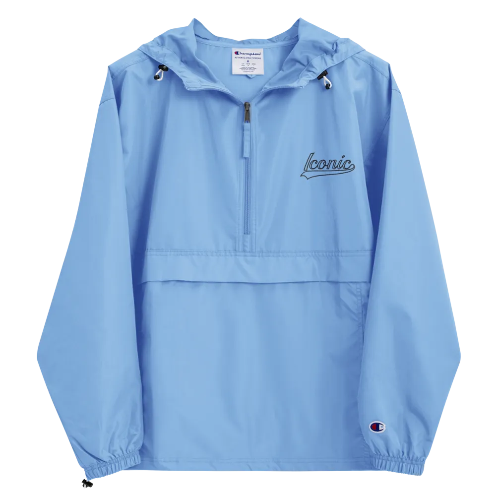 CHAMPION   ROYAL ICONIC. | Retro Embroidered Logo Unisex Hooded Packable Windbreaker Lite Coaches Jacket Blue Vintage Classic