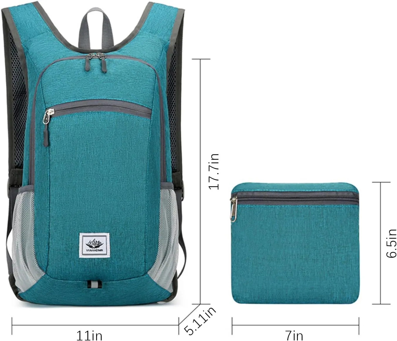 DOJUNS Hiking Backpack 15L Small Travel Backpack Lightweight Foldable Daypack Packable Camping Backpacks for Women Men (Blue)