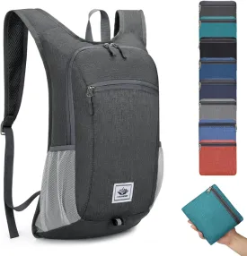 DOJUNS Hiking Backpack 15L Small Travel Backpack Lightweight Foldable Daypack Packable Camping Backpacks for Women Men (Dark Grey)