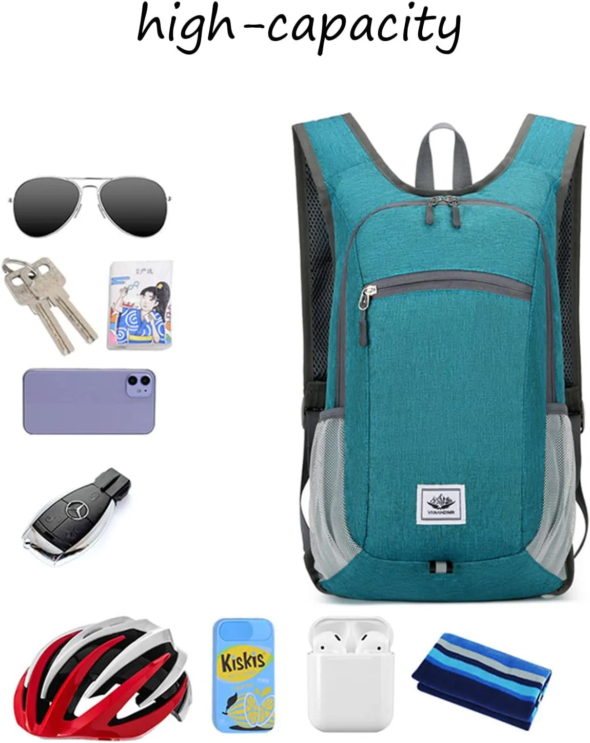 DOJUNS Hiking Backpack 15L Small Travel Backpack Lightweight Foldable Daypack Packable Camping Backpacks for Women Men (Orange)
