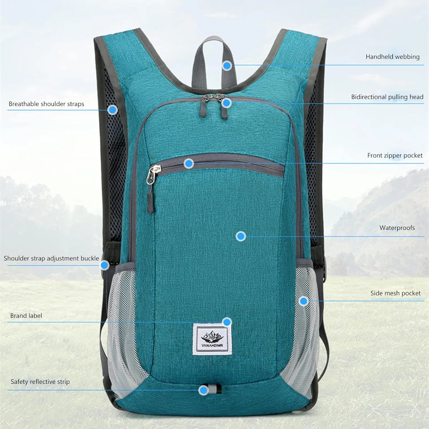 DOJUNS Hiking Backpack 15L Small Travel Backpack Lightweight Foldable Daypack Packable Camping Backpacks for Women Men (Orange)