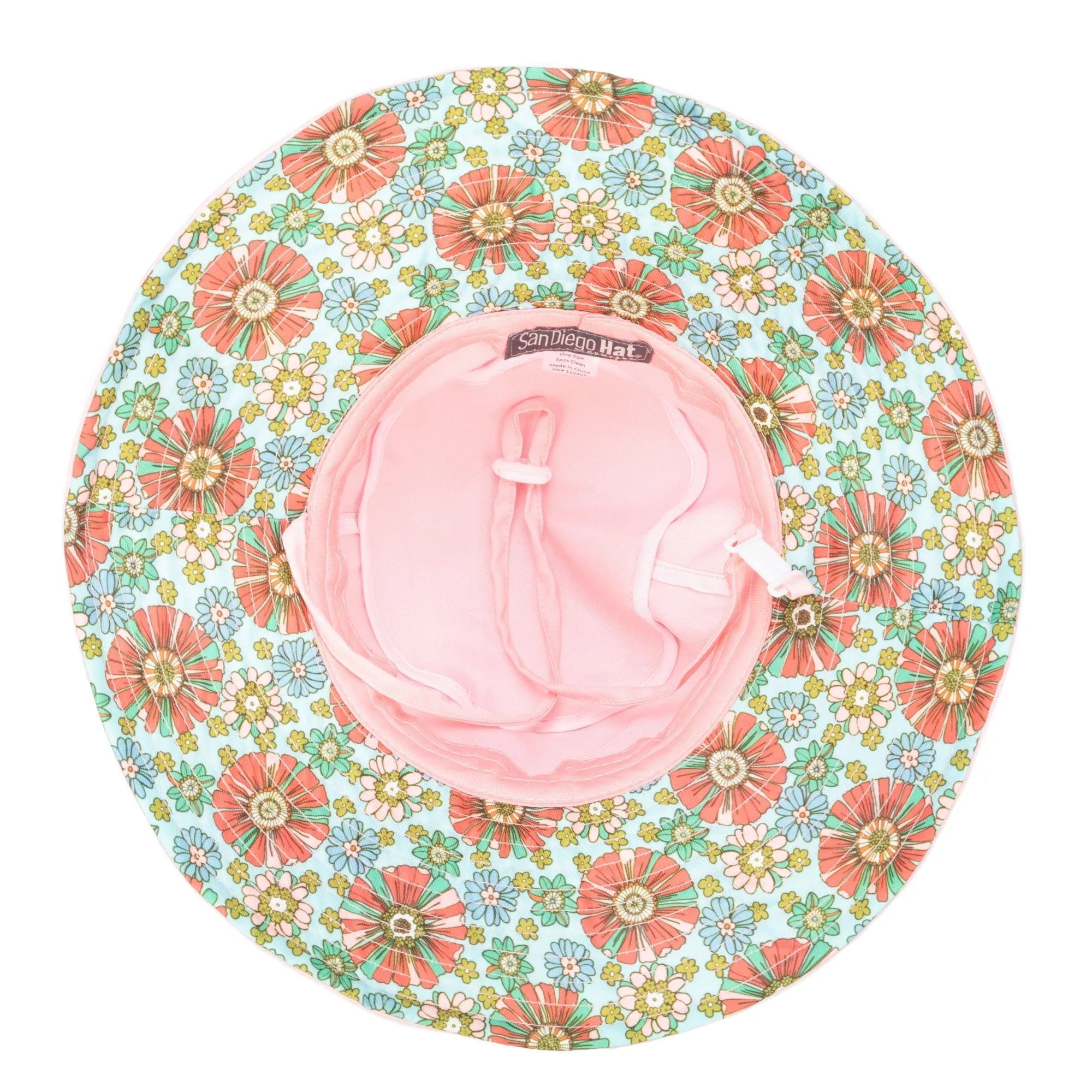 Kids Floppy Bucket Hat with Floral Printed Underbrim