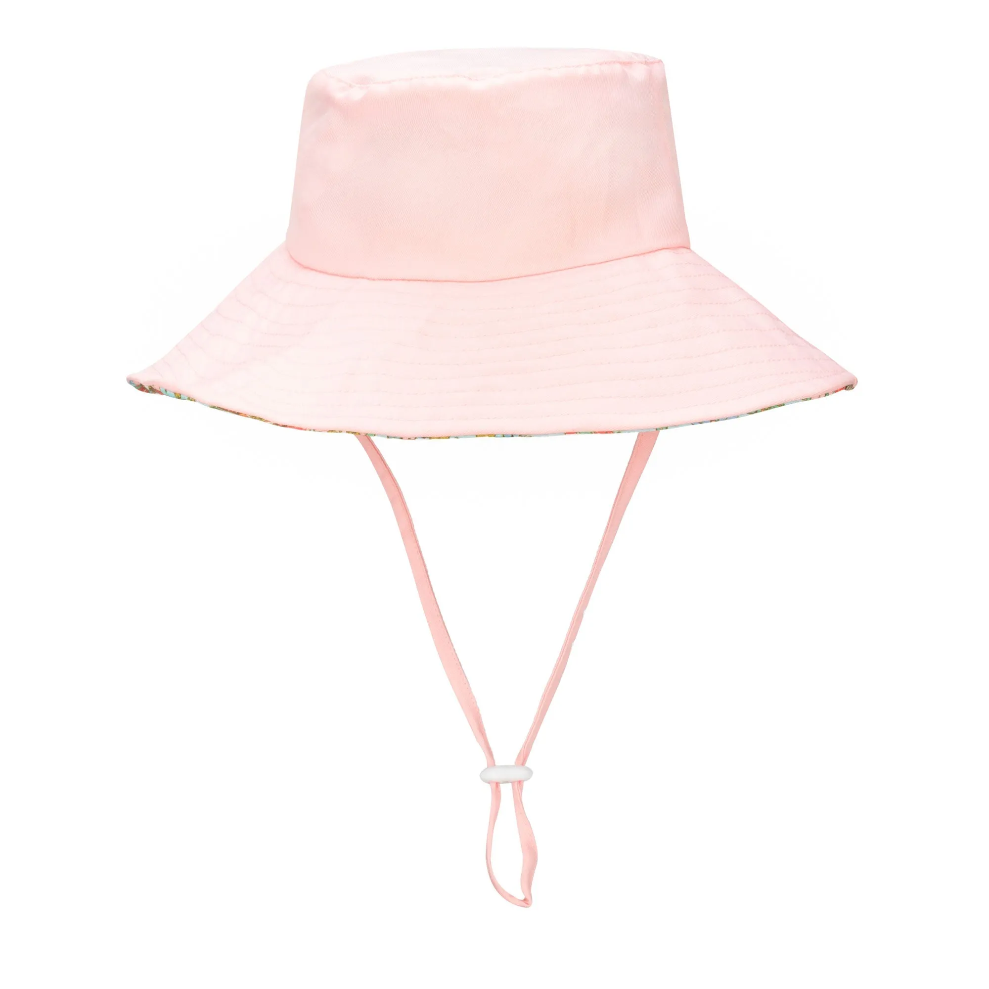 Kids Floppy Bucket Hat with Floral Printed Underbrim