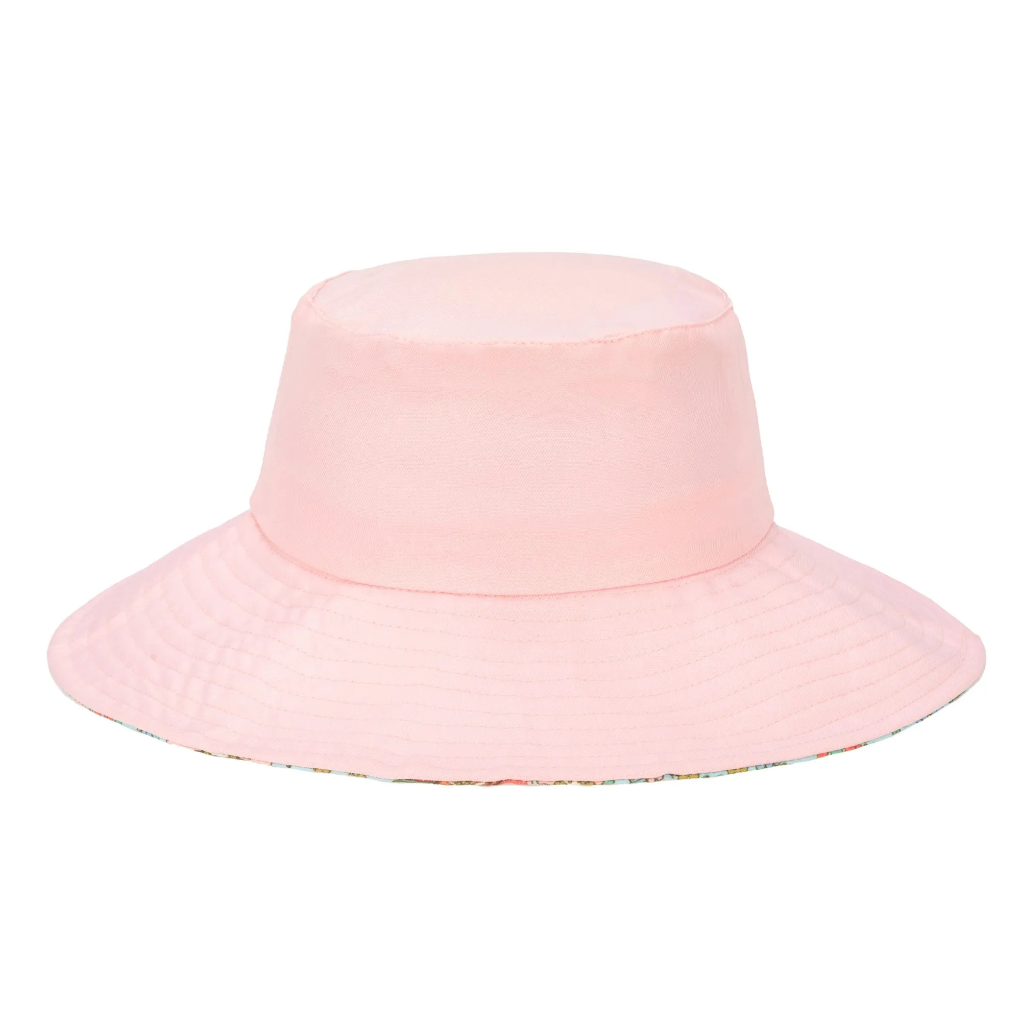 Kids Floppy Bucket Hat with Floral Printed Underbrim