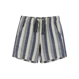 Kids Woven Drawstring Shorts | Blue & Stone Stripes
