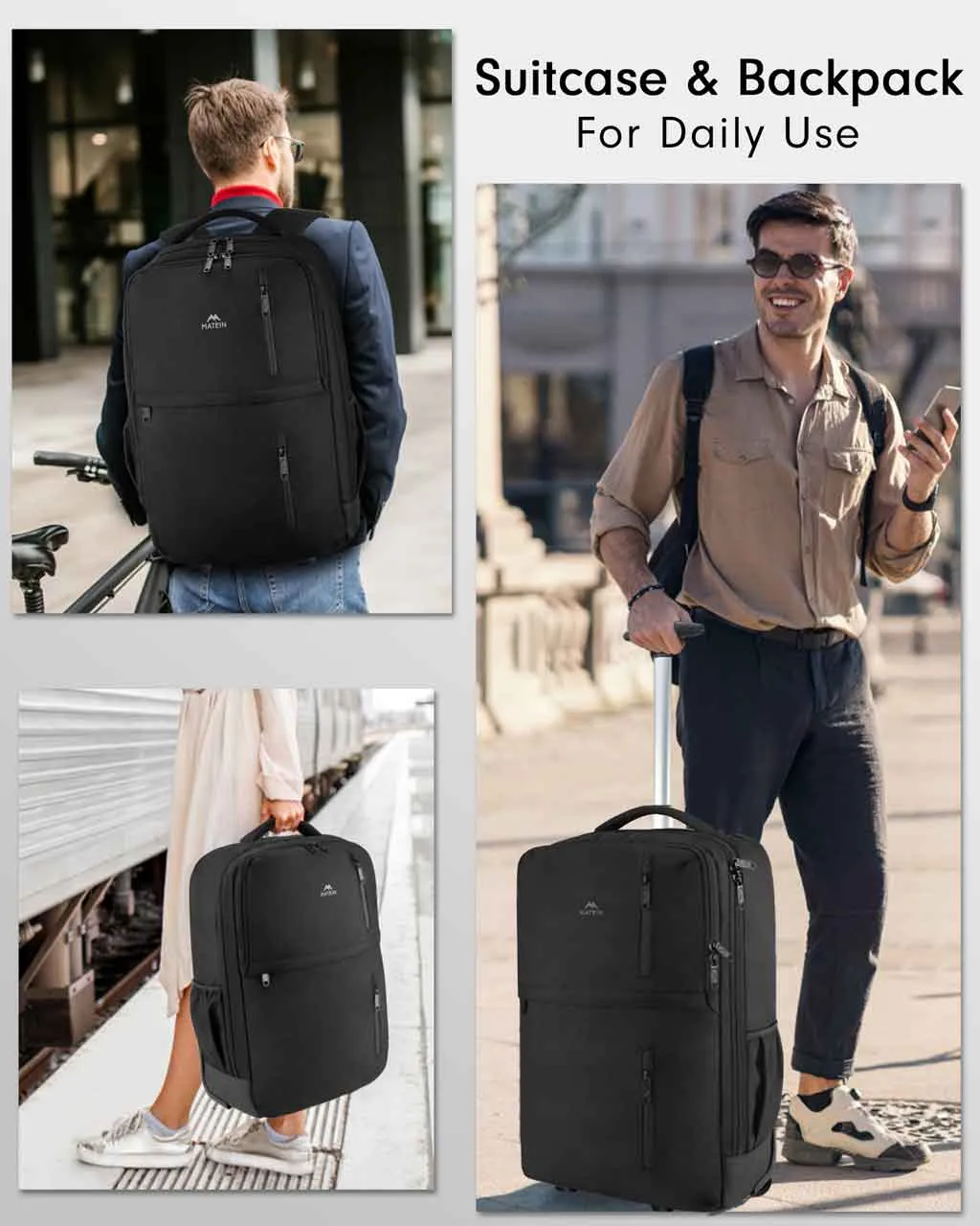 MATEIN Travel backpack with Wheels