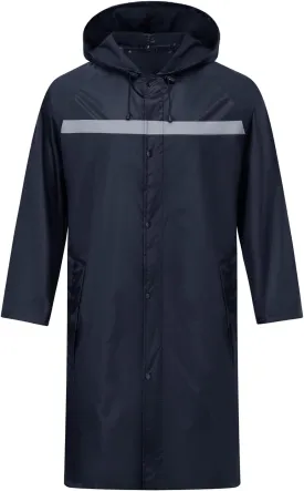 Mens Long Safety Rain Coats with Air Vents Reflective Stripes Waterproof Packable Rain Jacket with Hood Lightweight