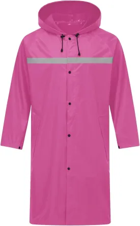 Mens Long Safety Rain Coats with Air Vents Reflective Stripes Waterproof Packable Rain Jacket with Hood Lightweight