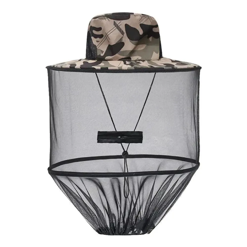 Mosquito Head Net Hat, Adjustable, Lightweight, Comfortable, Insect & Bee Protection, Sunshade, Ideal for Outdoor Fishing & Camping, Polyester