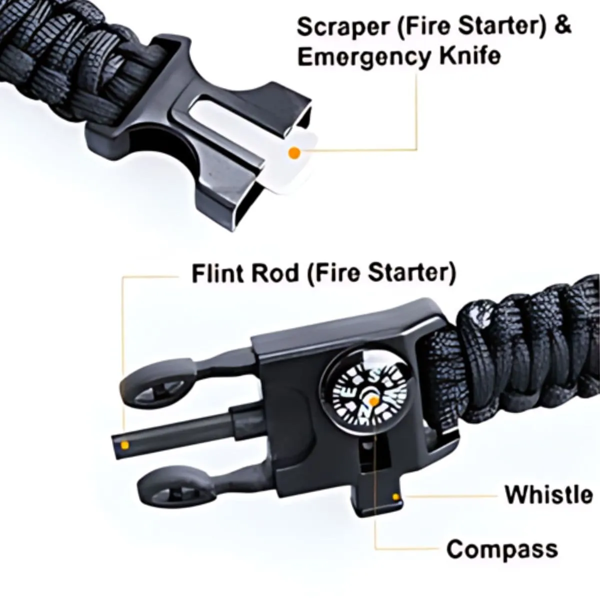 Paracord Multi-functional 5 in 1 Survival Bracelet - Pack of 4 Assorted Colours