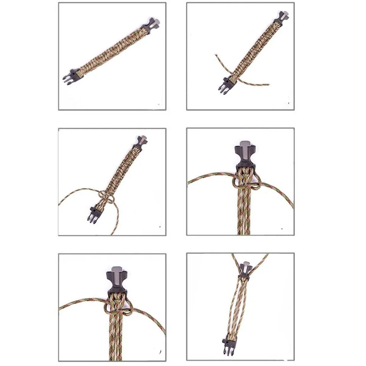 Paracord Multi-functional 5 in 1 Survival Bracelet - Pack of 4 Assorted Colours