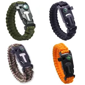 Paracord Multi-functional 5 in 1 Survival Bracelet - Pack of 4 Assorted Colours