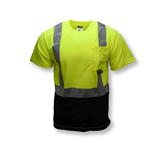 Radians Type R Class 2 Short Sleeve Black Bottom T-Shirt (Hi-Vis Green)