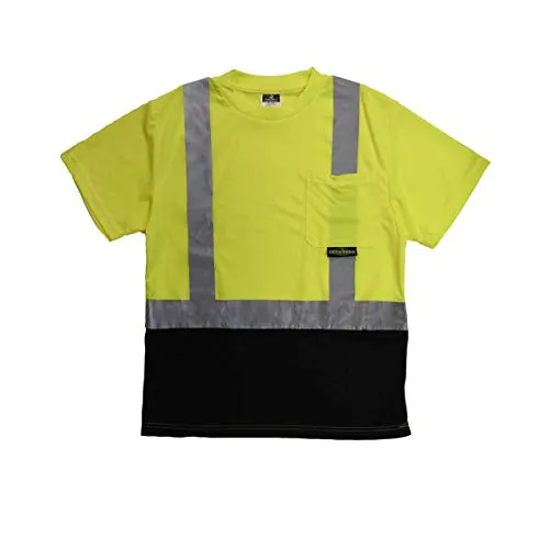 Radians Type R Class 2 Short Sleeve Black Bottom T-Shirt (Hi-Vis Green)