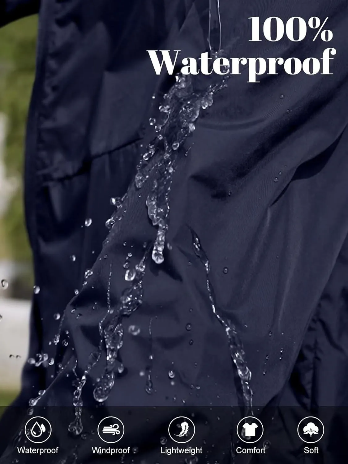 Rain Jacket Women Waterproof Lightweight Jacket With Hood Packable Raincoat With Pocket S-XXL