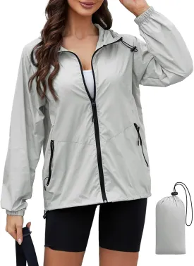Rain Jacket Women Waterproof Lightweight Jacket With Hood Packable Raincoat With Pocket S-XXL