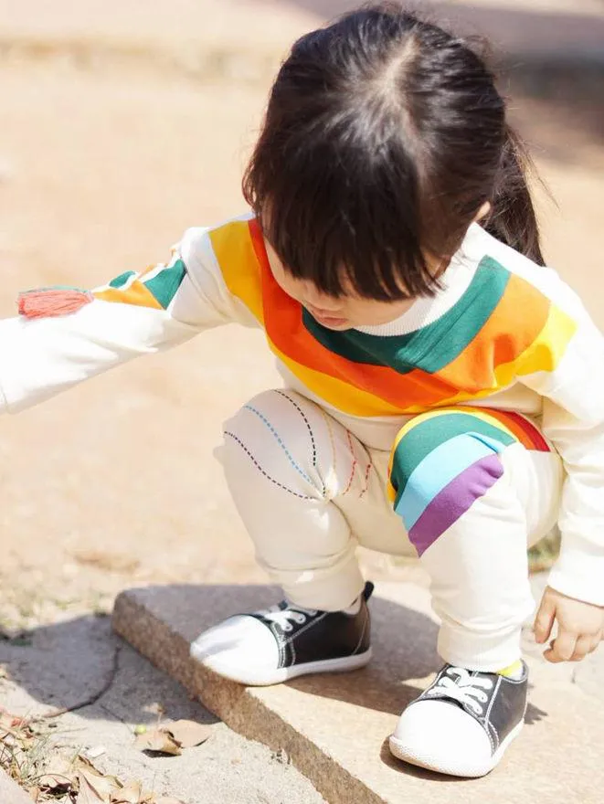 Rainbow Tassel Pattern Baby Little Girl Top Jumper