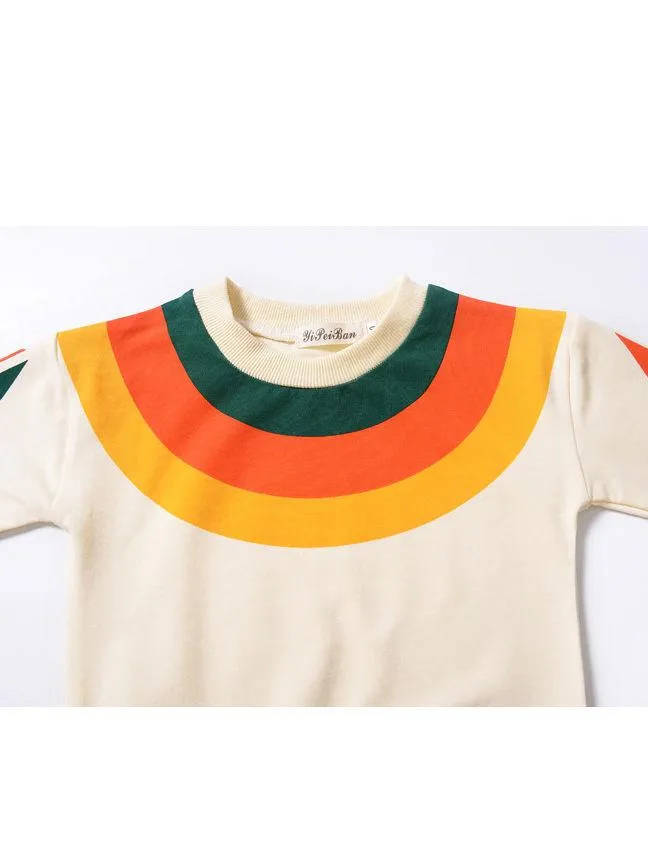Rainbow Tassel Pattern Baby Little Girl Top Jumper
