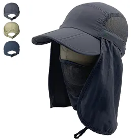 SOBEYO Outdoor Snap Hats Boonie Brim Ear Neck Cover Sun Cap