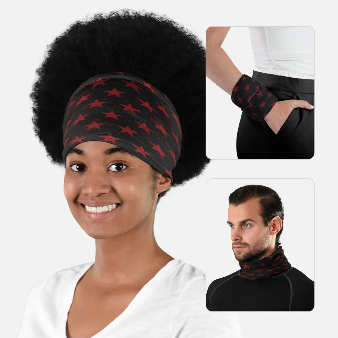 Stars Black Maroon Neck Gaiter