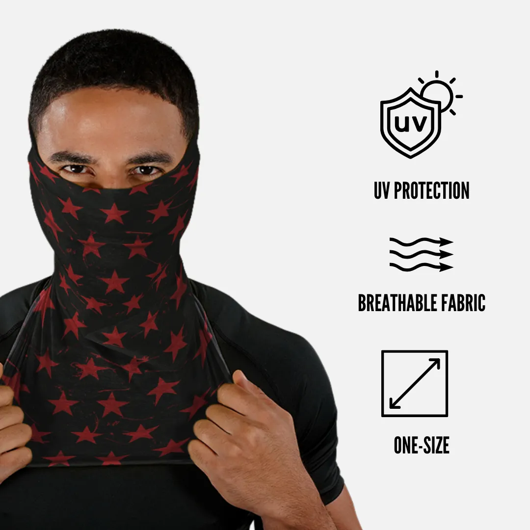 Stars Black Maroon Neck Gaiter