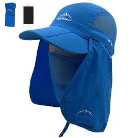 Unisex Sun Protection Baseball Cap With Detachable Neck and Face Flaps For Hiking or Fishing