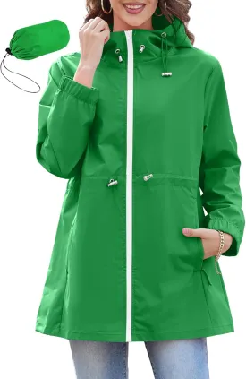 Zando Waterproof Rain Jacket Women Lightweight Raincoat for Women Packable Hooded Windbreaker for Outdoor Travel Hiking